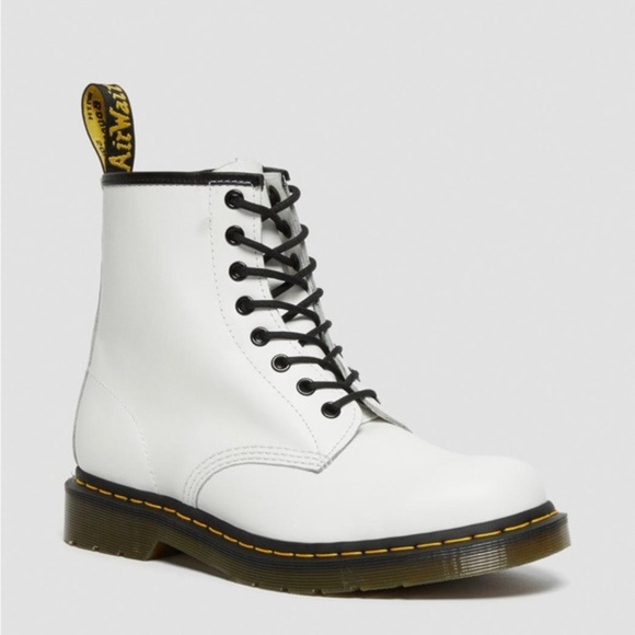 Dr. Martens 1460 SMOOTH‎ white glossy patent LEATHER LACE UP BOOTS size 10 new - Picture 6 of 13